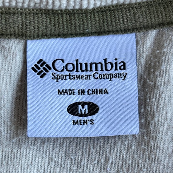 Columbia Shirt Mens Medium Beige Ribbed Long Sleeve Super Soft - Picture 4 of 10
